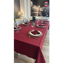 Decamor Home Keten Dokulu Şarabi Bordo Masa Örtüsü (Peçete Dahil Değil)