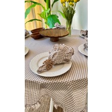 Decamor Home 6 Ad Thin Keten Kumaş Bej Pötikareli Fırfırlı Kumaş Peçete