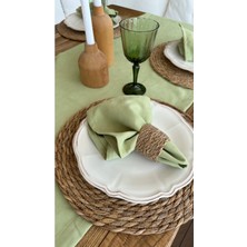 Decamor Home Kadife Dokulu Dertsiz Fıstık Yeşili Peçete 6 Ad