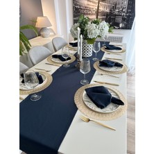 Decamor Home Pamuklu Leke Tutmaz Dertsiz Lacivert Runner (Peçete Dahil Değildir)