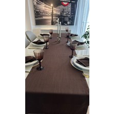 Decamor Home Keten Dokulu Kahverengi Runner (Peçete Dahil Değil)