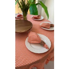 Decamor Home 6 Ad Thin Keten Kumaş Turuncu Pötikareli Peçete