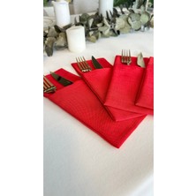 Decamor Home Kırmızı Keten Dokulu Kaşıklık 6 Adet 10 x 24 cm