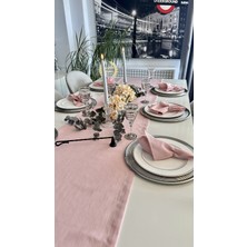 Decamor Home Keten Dokulu Pudra Pembe Runner (Peçete Dahil Değil )