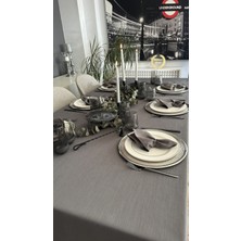 Decamor Home Keten Dokuku Füme Gri Masa Örtüsü (Peçete Dahil Değil )