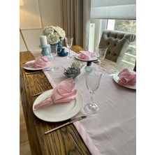 Decamor Home Keten Dokulu Simli Şeker Pembe Runner (Peçete Dahil Değil )