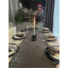 Decamor Home Kadife Dokulu Antrasit Gri Füme Dertsiz Uzun Runner (Peçete Dahil Değil )