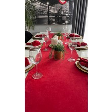 Decamor Home Kadife Dokulu Dertsiz Uzun Kırmızı Runner (Peçete Dahil Değil )