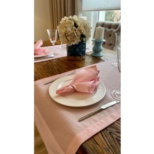 Decamor Home Keten Dokulu Şeker Pembe Peçete Kumaş Peçete 6 Ad