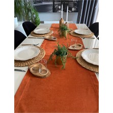 Decamor Home Kadife Dokulu Kiremit Tarçın Uzun Runner