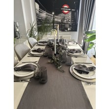 Decamor Home Keten Dokulu Füme Koyu Gri Runner (Peçete Dahil Değil )