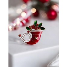 Vola Collection Yılbaşı Noel Fransız Kornosu Broş Yaka Iğnesi