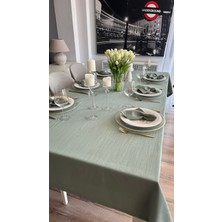 Decamor Home Keten Dokulu Çağla Yeşili Masa Örtüsü (Peçetesiz)