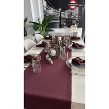 Decamor Home Keten Dokulu Mürdüm - Mor Runner (Peçete Dahil Değil )