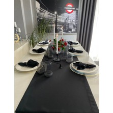 Decamor Home Thick Linen Siyah Dertsiz Uzun Runner (Peçete Dahil Değil)