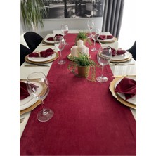 Decamor Home Kadife Dokulu Dertsiz Uzun Bordo Runner (Peçete Dahil Değil )