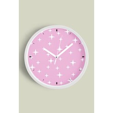 JHAAR Soyut Yıldızlı Modern Tasarım Duvar Saati - Çocuk Odası - 25cm - Önü Camlı Beyaz Kasa