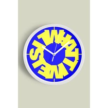 JHAAR Modern Yazılı Tasarım - What Time Is It? Duvar Saati - 25cm - Önü Camlı Beyaz Kasa