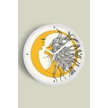 JHAAR Güneş Ve Ay Aşıklar Desenli Modern Duvar Saati - 25cm - Önü Camlı Beyaz Kasa
