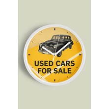 JHAAR Klasik Araba Modern Duvar Saati - 25cm - Önü Camlı Beyaz Kasa