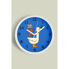 JHAAR Sevimli Hayvanlar Modern Tasarım Çocuk Odası Duvar Saati - 25cm - Önü Camlı Beyaz Kasa