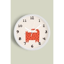 JHAAR Sevimli Kedi Tasarım Modern Duvar Saati - Çocuk Odası Duvar Saati - 25cm - Önü Camlı Beyaz Kasa
