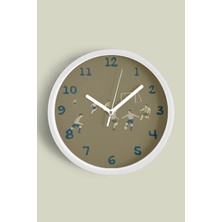 JHAAR Futbolcu Çocuk Odası Duvar Saati - 25cm - Önü Camlı Beyaz Kasa