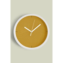 JHAAR Soyut Alçı Görünümlü Modern Duvar Saati - 25cm - Önü Camlı Beyaz Kasa