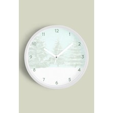 JHAAR Soyut Doğa Manzara Temalı Modern Duvar Saati - 25cm - Önü Camlı Beyaz Kasa