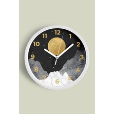 JHAAR Soyut Gece Görüşü Modern Duvar Saati - 25cm - Önü Camlı Beyaz Kasa