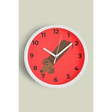 JHAAR Köpek Tasarım Modern Duvar Saati - Çocuk Odası Duvar Saati - 25cm - Önü Camlı Beyaz Kasa