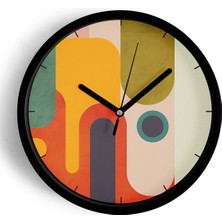 JHAAR Retro Toprak Tonlu Soyut Modern Duvar Saati - Orta Boyut 25 cm - Siyah Kasa - Camlı Sessiz