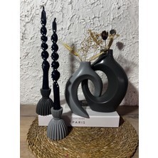 Zigzag Home Dekoratif Bohem Tarz 4 Parça Sevgili Sarmaşık Vazo ve Şamdan Mumluk Takımı Tasarım Vazo