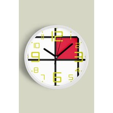 JHAAR Soyut - Geometrik Temalı Modern Duvar Saati - 25CM - Önü Camlı Beyaz Kasa - Sessiz Mekanizma
