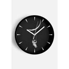 JHAAR Uzay - Astronot - Astronomi Temalı Modern Duvar Saati - 42CM - Önü Camlı Siyah Kasa