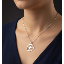 Modahilye 925 Ayar Gümüş Bozkurt Hilal Ay Yıldız Kolye Rodyum Kaplama Türk Bayrağı Temalı Kadın Kolye