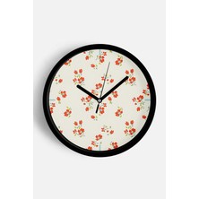 JHAAR Soyut Çiçek Temalı Modern Duvar Saati - 25CM - Önü Camlı Siyah Kasa - Sessiz Mekanizma