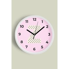 JHAAR Z Harfi Kız Odası Duvar Saati - 25cm - Önü Camlı Beyaz Kasa