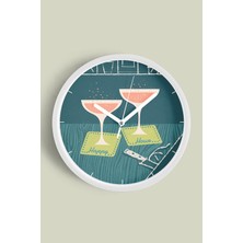 JHAAR Kokteyl Bardağı Modern Tasarım Duvar Saati - 25cm - Önü Camlı Beyaz Kasa