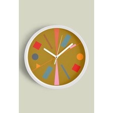 JHAAR Soyut - Geometrik Temalı Modern Duvar Saati - 25cm - Önü Camlı Beyaz Kasa