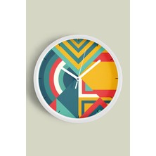 JHAAR Soyut - Geometrik Temalı Modern Duvar Saati - 25cm - Önü Camlı Beyaz Kasa