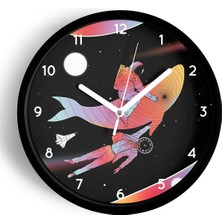 JHAAR Uzay - Astronot - Astronomi Temalı Çocuk Odası Modern Duvar Saati - 42cm - Önü Camlı Siyah Kasa
