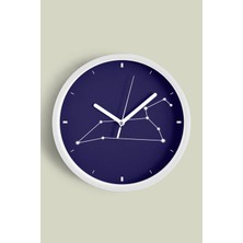 JHAAR Yıldız Takımı Desenli Modern Duvar Saati - 25cm - Önü Camlı Beyaz Kasa