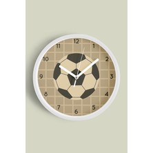 JHAAR Futbol Topu Tasarımı Modern Duvar Saati - Çocuk Odası Duvar Saati - 25cm - Önü Camlı Beyaz Kasa