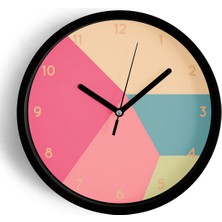 JHAAR Geometrik Tasarım Modern Duvar Saati - 25cm - Önü Camlı Siyah Kasa