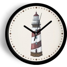 JHAAR Deniz Feneri Modern Duvar Saati - 25cm - Önü Camlı Siyah Kasa