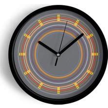 JHAAR Soyut - Geometrik Temalı Modern Duvar Saati - 25cm - Önü Camlı Siyah Kasa