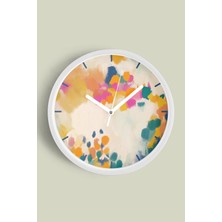 JHAAR Yağlı Boya Görünümlü Fırça İzli Modern Tasarım Duvar Saati - 25cm - Önü Camlı Beyaz Kasa