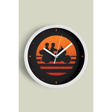 JHAAR Retro Silüet Motorcu Çift Tasarımlı Modern Duvar Saati - 25CM - Önü Camlı Beyaz Kasa
