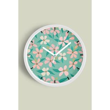JHAAR Soyut Çiçek Modern Duvar Saati - 25cm - Önü Camlı Beyaz Kasa